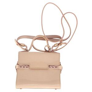 Delvaux Tempete Micro Bag in Beige Patent Leather